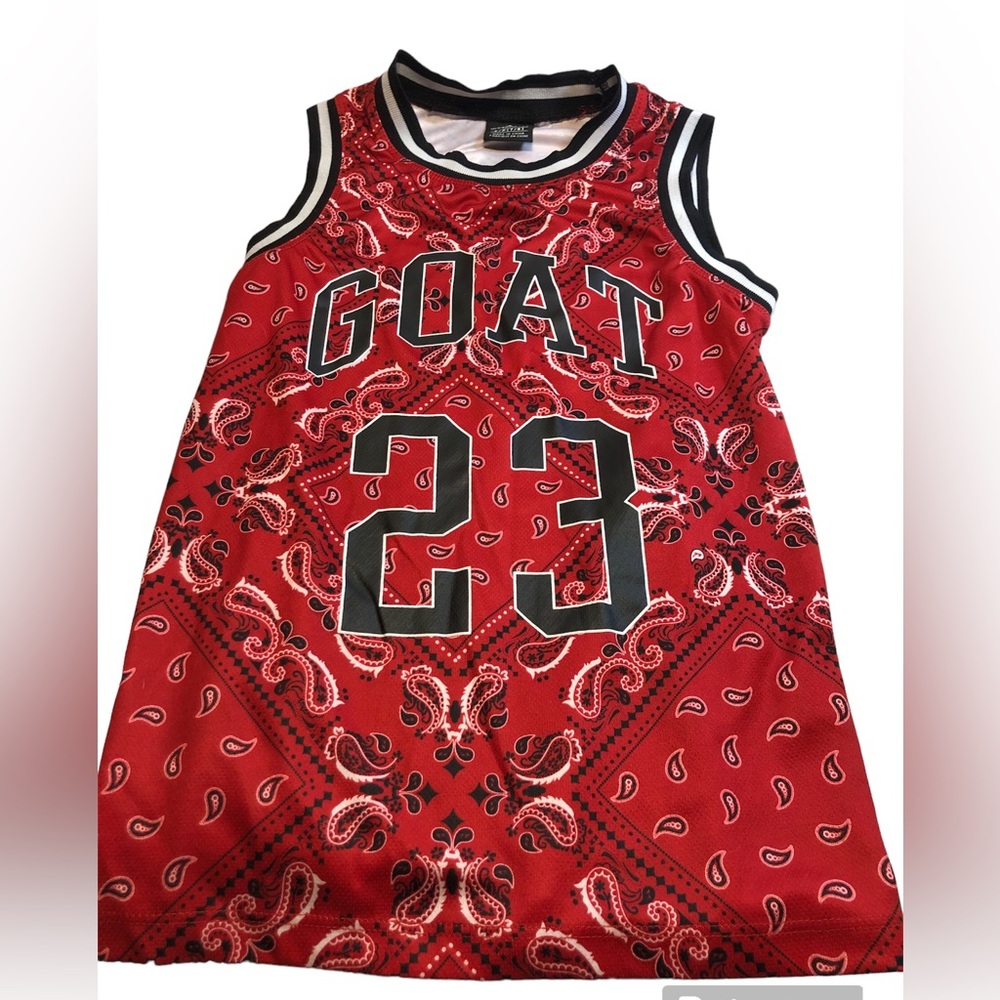 Urban Planet Boys G.O.A.T Bandana Print Basketball Jersey Top 7/8 Youth Small